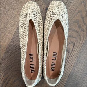 Bibi Lou Women's Crochet Flats in Cream